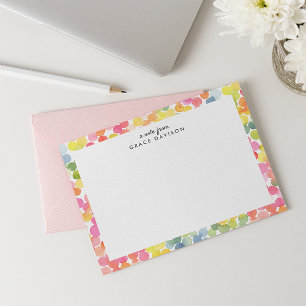 Bubble Tea Rainbow Personalized Name Monogram CUTE Note Card