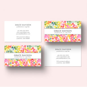 Bubble Tea Rainbow Pink Orange Green Business Card