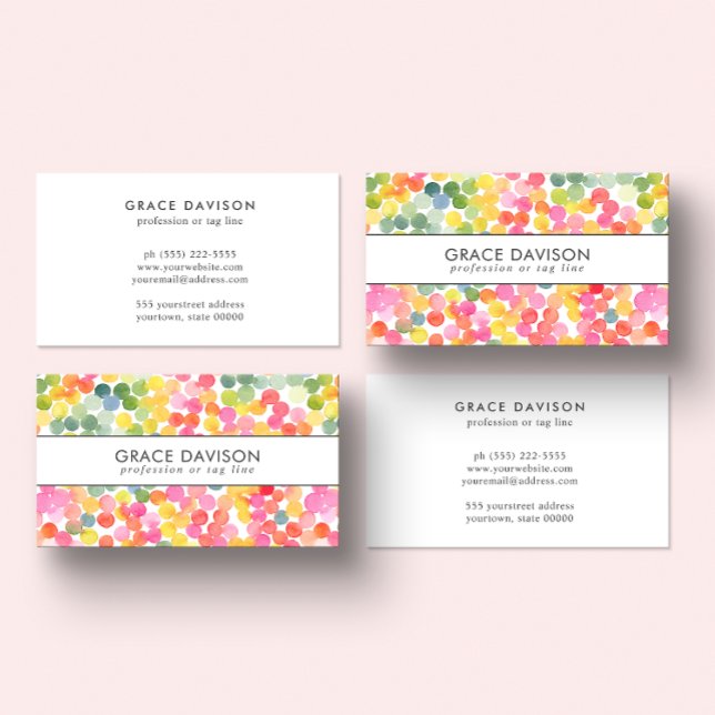 Bubble Tea Rainbow Pink Orange Green Business Card (Creator Uploaded)