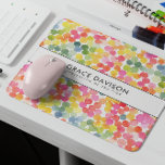 Bubble Tea Rainbow Pink Orange Green Cute Mouse Pad<br><div class="desc">Brilliant and Bright,  eye-catching and feminine watercolor circle themed mousepad d featuring a pattern inspired by the delightful world of bubble tea,  incorporating warm and vibrant colors of green,  orange,  pink,  yellow,  and blue. with two line of custom text</div>