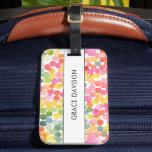 Bubble Tea Rainbow Pink Orange Green Luggage Tag<br><div class="desc">Brilliant and Bright, eye-catching and feminine watercolor circle themed LUGGAGE TAG featuring a pattern inspired by the delightful world of bubble tea, incorporating warm and vibrant colors of green, orange, pink, yellow, and blue The text can easily be customized with your name for the perfectly personalized gift or vacation accessory!...</div>