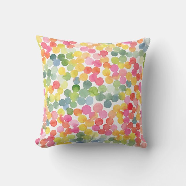 Bubble Tea Rainbow Pink Orange Green  Throw Pillow (Front)