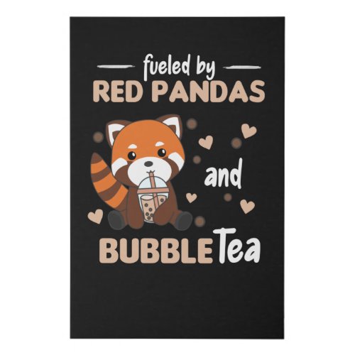 Bubble Tea Red Panda Chocolate Cute Animals Boba Faux Canvas Print