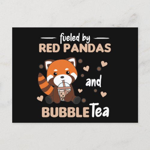 Bubble Tea Red Panda Chocolate Cute Animals Boba P Postcard