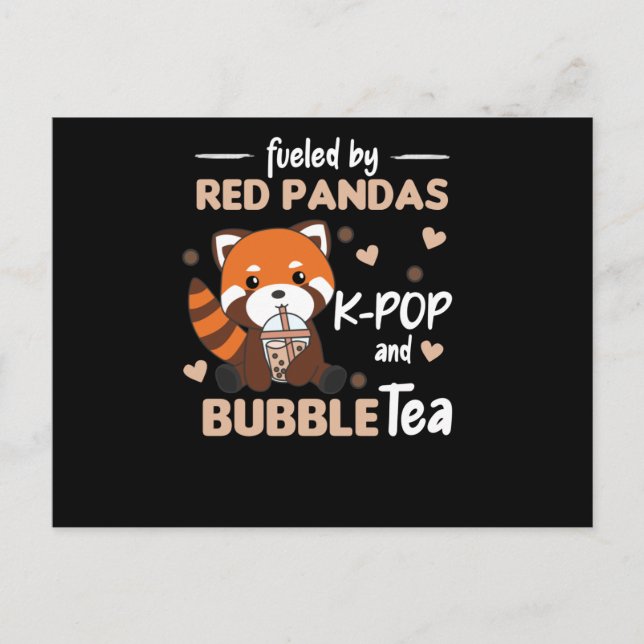 Bubble Tea Red Panda Chocolate Cute Animals Boba Postcard (Front)