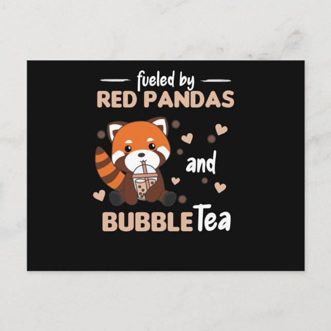 Bubble Tea Red Panda Chocolate Cute Animals Boba Postcard (Front)