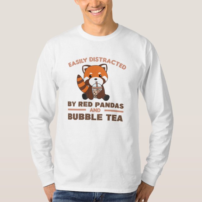 Bubble Tea Red Panda Chocolate Cute Animals Boba T-Shirt (Front)