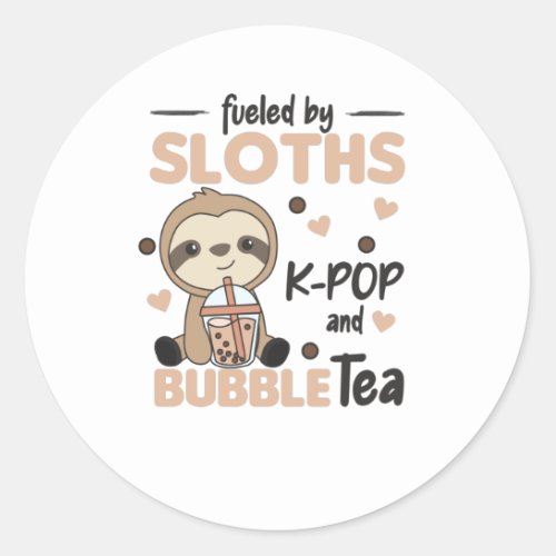 Bubble Tea Sloth Chocolate Cute Animals Boba Classic Round Sticker