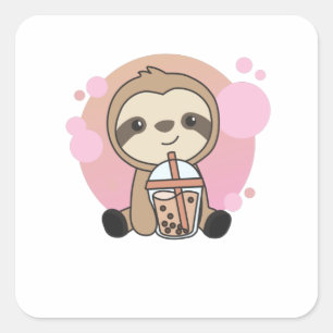 Bubble Tea Sloth With Chocolate Sweetness Square Sticker
