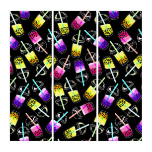bubble teas boba black triptych