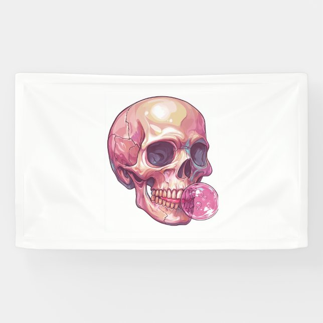 Bubble Trouble Skull – Funny Gum Skeleton Banner (Horizontal)