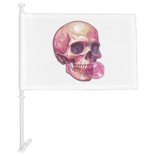 Bubble Trouble Skull � Funny Gum Skeleton Car Flag