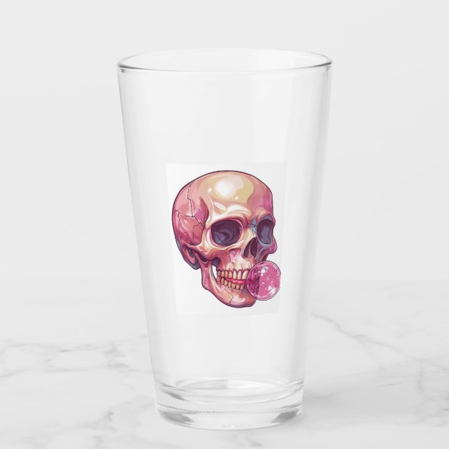 Bubble Trouble Skull � Funny Gum Skeleton Glass (Front)