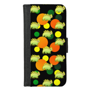 Bubble Trouble with Yellow Playful Dinosaur iPhone 8/7 Wallet Case