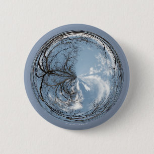 bubble view of the sky with oak tree pinback button