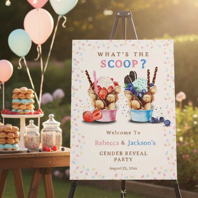 Bubble Waffle Ice Cream Gender Reveal Welcome Foam Board (Bubble Waffle Ice Cream Gender Reveal Welcome Foam Board )