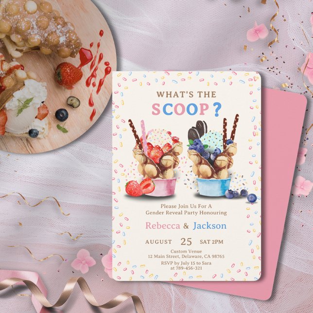 Bubble Waffle Ice Cream He or She  Gender Reveal Invitation (Bubble Waffle Ice Cream He or She Gender Reveal Invitation)