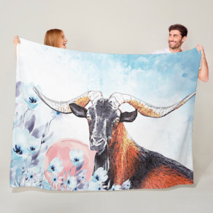 Bubble Watercolor Kiko Goat Buck GetYerGoat™ Fleece Blanket
