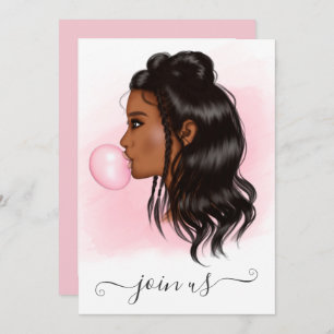 Bubblegum African American Bachelorette Party Invitation