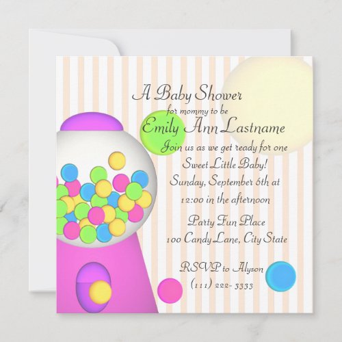 Bubblegum Baby Shower Invitations