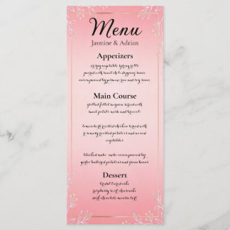 Bubblegum Blush Wedding Menu