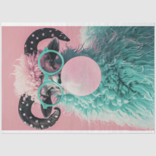 Bubblegum Breeze Teal Ram Decoupage Tissue Paper