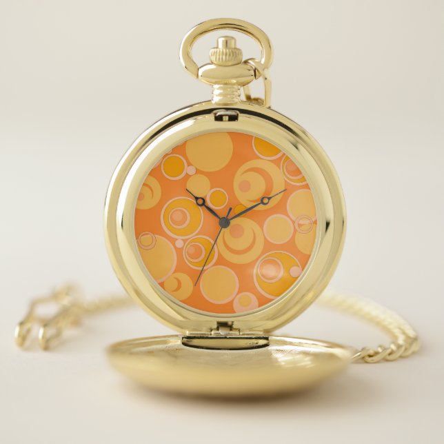 Bubblegum Bubbles Everywhere Orange  Pocket Watch (Inside)