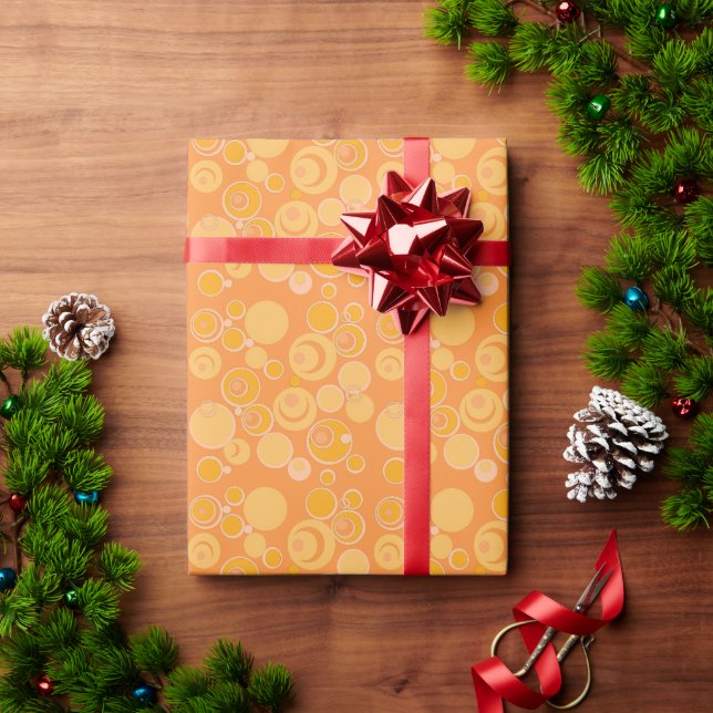 Bubblegum Bubbles Everywhere Orange  Wrapping Paper (Holiday Gift)