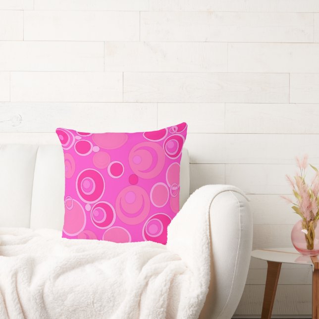 Bubblegum Bubbles Everywhere Pink Throw Pillow (Couch)