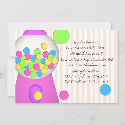 Bubblegum Candy Birthday Personalized Announcement