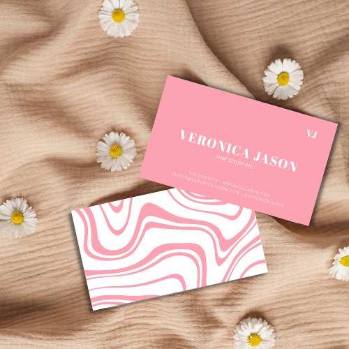 Bubblegum Delight Pink Retro Business Card