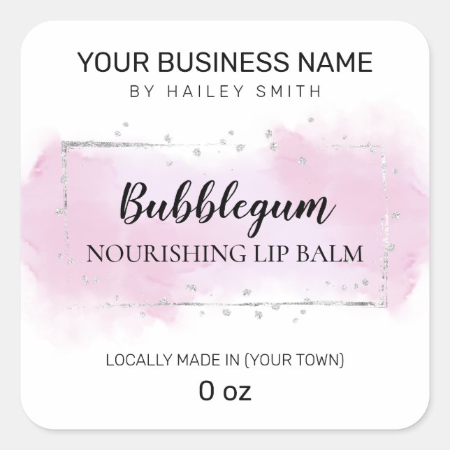Bubblegum Flavor Purple And Silver Lip Balm Square Sticker (Front)