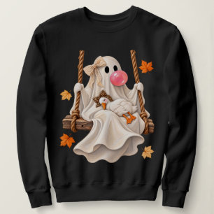 Bubblegum Ghost & Silly Goose Swing Halloween Fall Sweatshirt