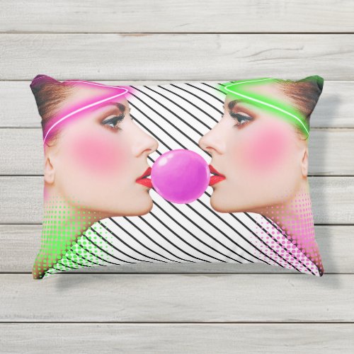 Bubblegum girls outdoor pillow