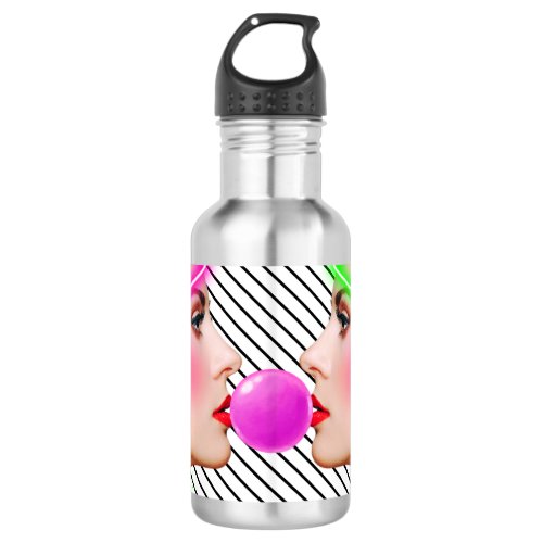 Bubblegum girls stainless steel water bottle