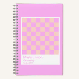 Bubblegum/Peach Modern Checkerboard Notebook