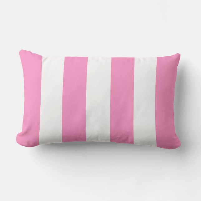 Bubblegum Pink 2 Cabana Stripes Lumbar Pillow (Front)