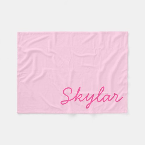 Bubblegum Pink and Hot Pink Custom Name Monogram Fleece Blanket