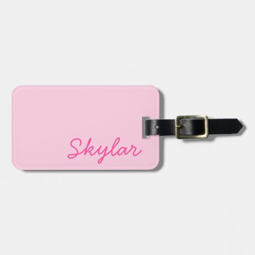 Bubblegum Pink and Hot Pink Custom Name Monogram Luggage Tag
