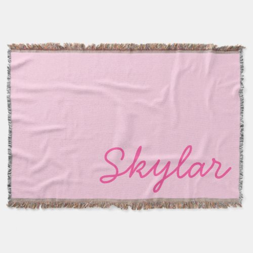 Bubblegum Pink and Hot Pink Custom Name Monogram Throw Blanket