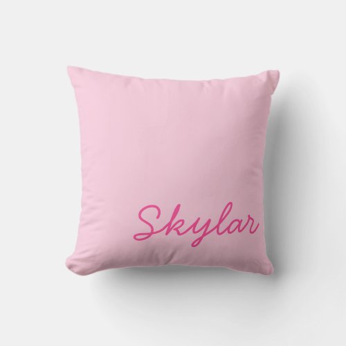 Bubblegum Pink and Hot Pink Custom Name Monogram Throw Pillow