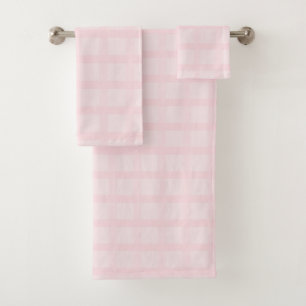 Bubblegum Pink And Lavender Blush Gingham Pattern Bath Towel Set