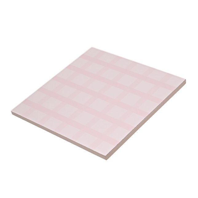 Bubblegum Pink And Lavender Blush Gingham Pattern Ceramic Tile (Side)