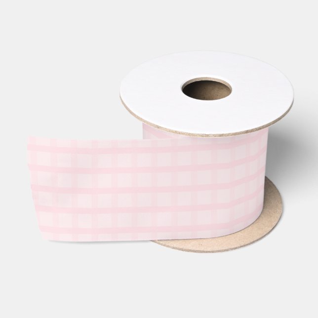 Bubblegum Pink And Lavender Blush Gingham Pattern  Satin Ribbon (Spool)
