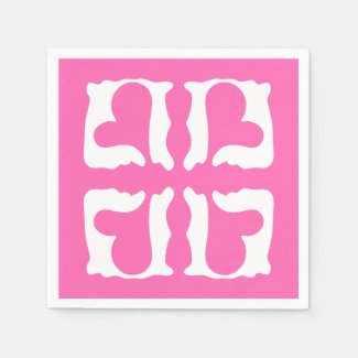 Bubblegum Pink and White Hearts