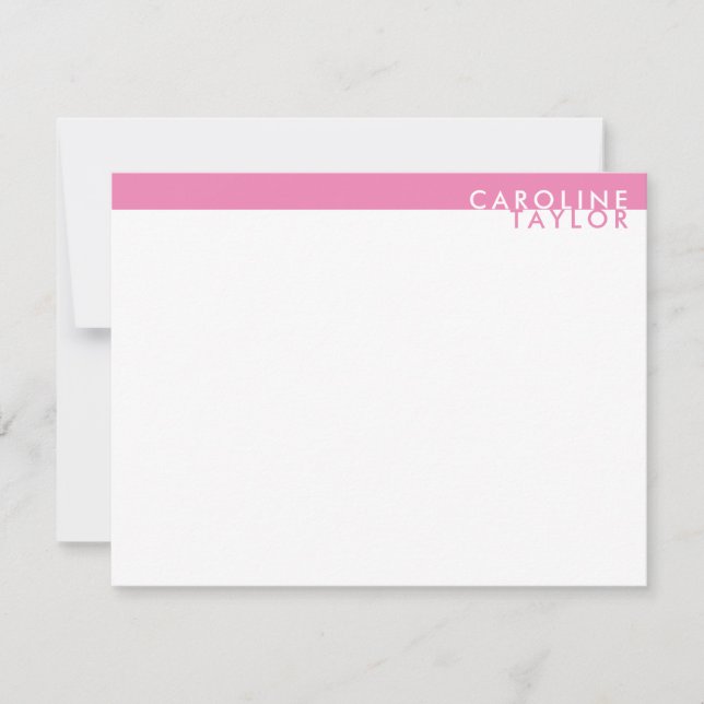 Bubblegum Pink Band Simple Girly Note Card (Front)