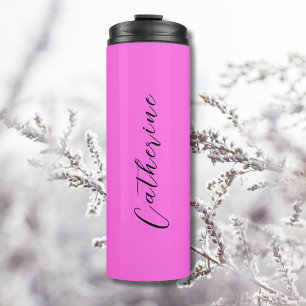 Bubblegum Pink Black Elegant Minimal Customized Thermal Tumbler