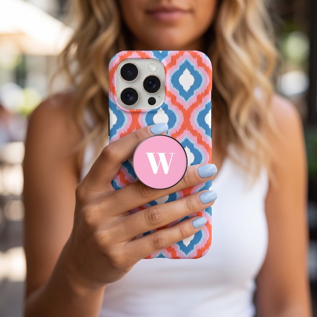 Bubblegum Pink Bold Minimalist Monogram Letter PopSocket (Creator Uploaded)