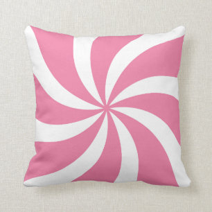 Bubblegum Pink Candy Swirl Throw Pillow
