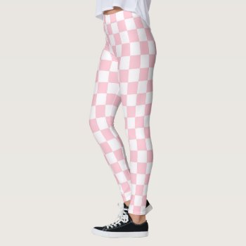 Bubblegum Pink Checkerboard Leggings by LokisColors at Zazzle